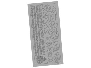 Kontūru uzlīmes 3622 Sudraba Cipari 25,50,60,70 blisterī