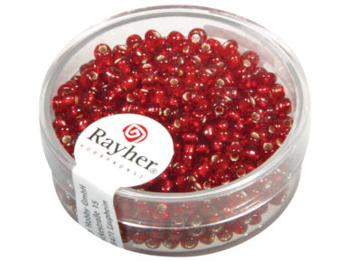 Sēklu pērlītes 2.6mm apsudrabota iekšpuse 16g 18 red