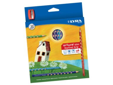 Spalvotas pieštukas Lyra Groove Slim 24vnt.+drožtukas