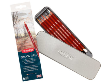 Piešimo pieštukas Drawing 6vnt.+drožtukas metalinė dėžutė