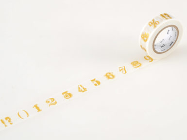 Washi līmlente mt ex 15mmx10m number/symbol gold