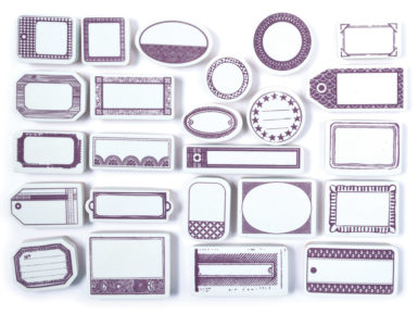 Spaudas Aladine Stampo Scrap 24vnt. labels + pagalvėlė antspaudams juoda