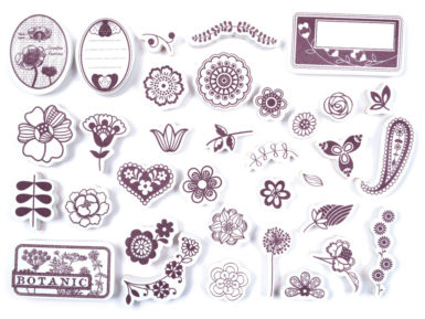 Spaudas Aladine Stampo Scrap 34vnt. Flowers + pagalvėlė antspaudams juoda