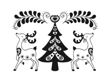 Spaudas Aladine eglutė ir šiaurės elniai 5.2x7.2cm