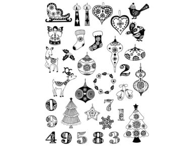 Spaudas Aladine Stampo Scrap 34vnt. Christmas Tangle + pagalvėlė antspaudams juoda