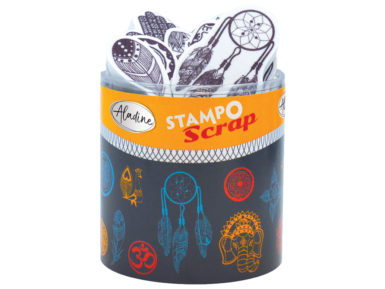 Spaudas Aladine Stampo Scrap 21vnt. Ethnic + pagalvėlė antspaudams juoda