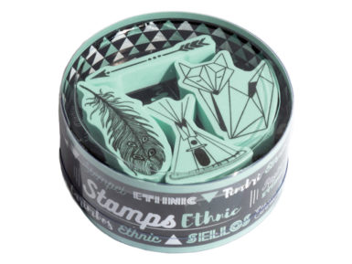 Stamp Aladine Stampo KDO 4pcs Ethnic+ ink pad black