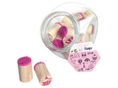 Spaudas Aladine Stampo Bocal 14vnt. City Girl + pagalvėlė antspaudams juoda