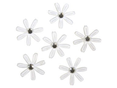 Satin Blossoms Rayher with rhinestones d=1.8cm 60pcs white