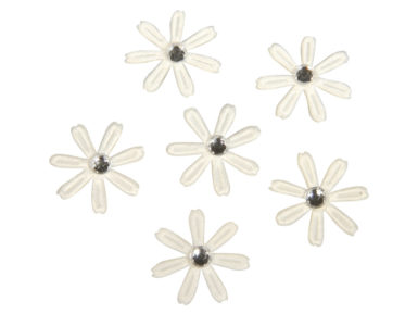 Satin Blossoms Rayher with rhinestones d=1.8cm 60pcs ivory