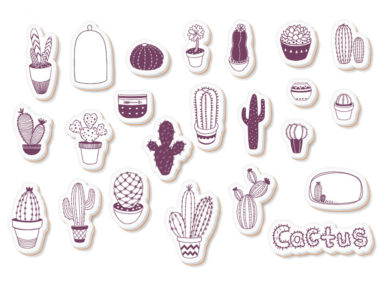 Spaudas Aladine Stampo Scrap 23vnt. Cactus + pagalvėlė antspaudams juoda