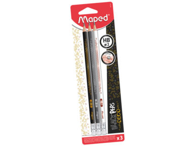 Graphite pencil BlackPeps Deco HB with eraser 3pcs blister