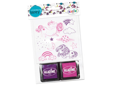 Zīmogs Aladine Stampo Story 10gab. Licornes + zīmoga spilventiņš (2gab.) blisterī