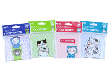 Märkmepaber M&G So Many Cats 76x76mm 100 lehte pastelsed toonid blistril