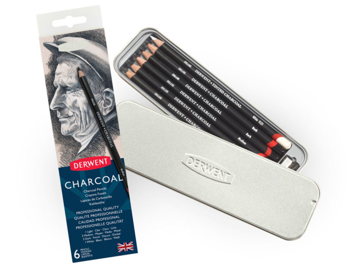 Anglinis pieštukas Derwent 6vnt.+drožtukas metalinė dėžutė - 1/3