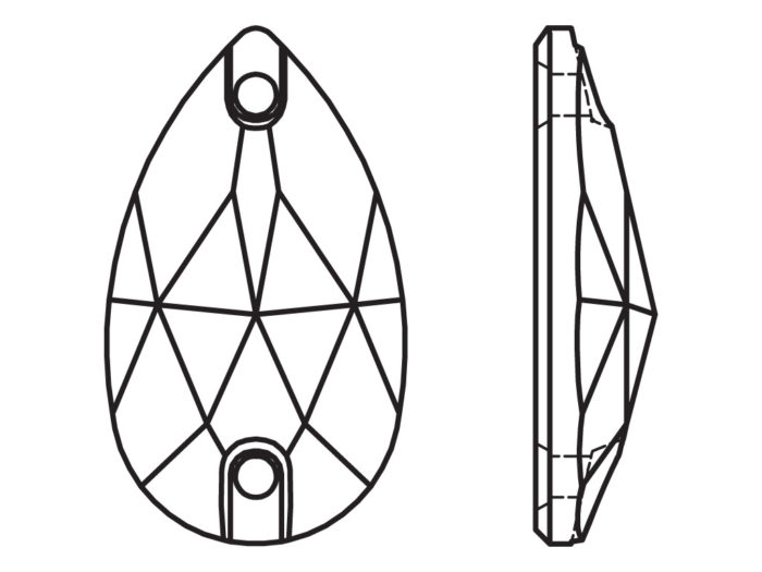 Krištolo karoliukai siuvinėjimui Swarovski lašas 3230 18×10.5mm - 2/2
